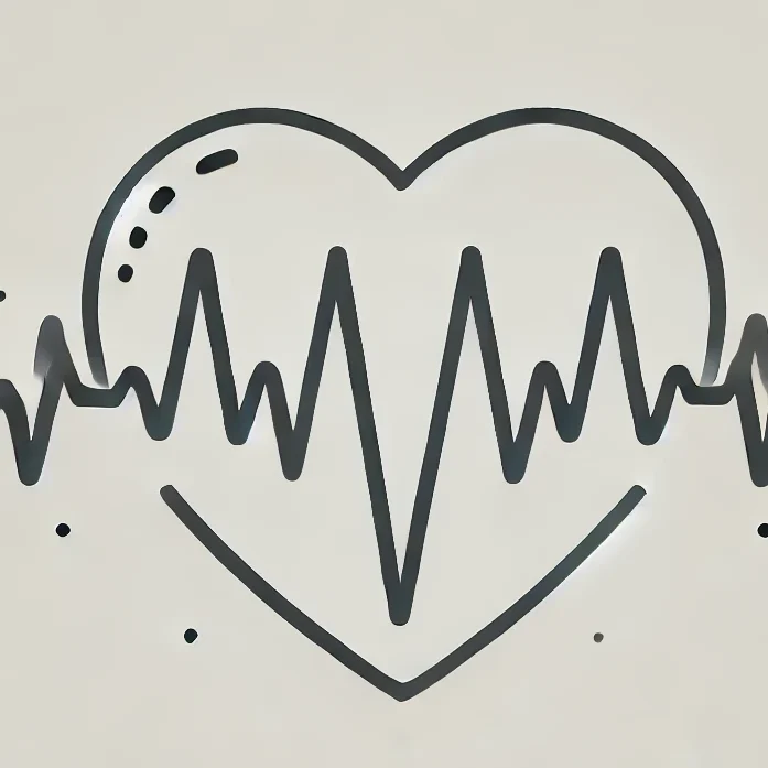 An illustration of a heart with a fluctuating heartbeat waveform, symbolizing heart rate variability.