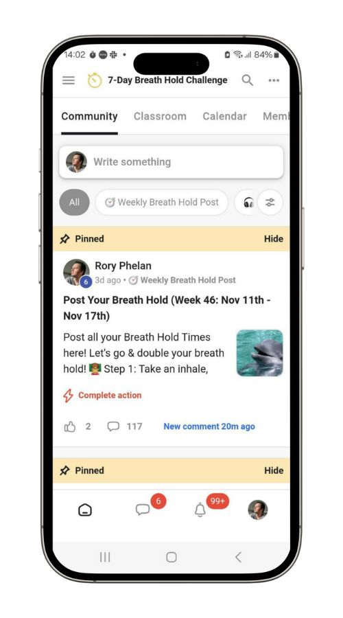 7-Day Breath Hold Challenge - Smartphone Mockup - Skool Community (500 x 900 px)