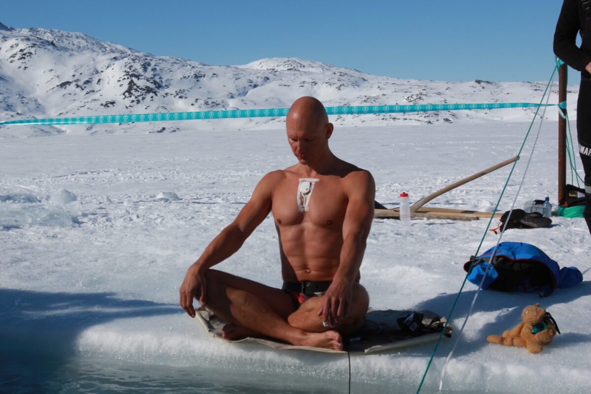 Stig Doing Deep Breathing, Before Jumping Into Ice Water