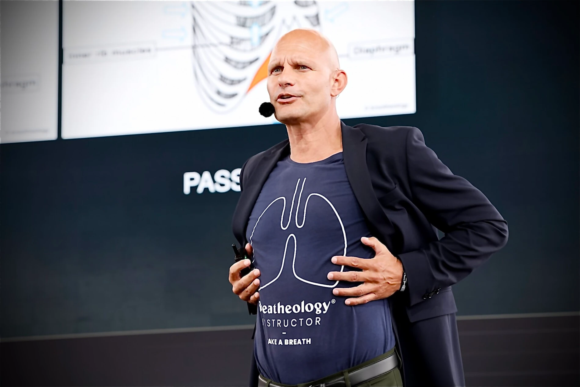 Breathwork Instructor practicing breathing techniques and meditation outdoors at sunset, deep breathing for relaxation and mindfulness.